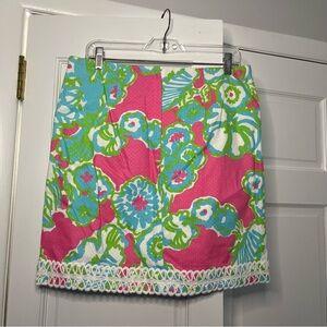 Lilly Pulitzer Pink and Green Mini Pencil Skirt Resort Wear